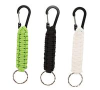 FOMIYES 1set Outdoor Knitted Climbing Key Chains with Carabiner Hooks Lightweight Durable Rope for Hiking Camping Emergency Use Black White Green 3pcs