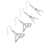 FOMIYES 2 Pairs Architect Compass and Triangle Ruler Earrings, Creative Alloy Dangler Earrings for Women and, Unique Jewelry for Casual and Professional Wear