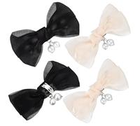 FOMIYES 2 Pairs Detachable Bow Shoe Clips with Faux Pearls Lightweight and Gauze Shoe Buckles for Women for Weddings Parties Daily Wear White Black