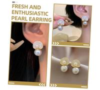 FOMIYES 2 Pairs Elegant Pearl Earrings with Sparkling Rhinestones Fashionable Studs for Women Faux Pearl Jewelry Prom Party Anniversary and Everyday Wear