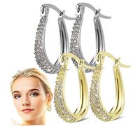 FOMIYES 2 Pairs Elegant Zircon Hoop Earrings for Women Gold Silver U Shaped Dangle Jewelry Accessories Durable Versatile Ear Accessory for Weddings Parties Daily Wear