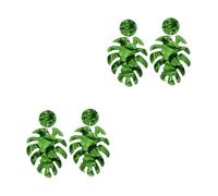 FOMIYES 2 Pairs Monstera Leaf Drop Earrings for Women Dainty Fashion Earrings with Skin Friendly Durable Acetate Material Elegant Green Leaf Design Teens and Special Occasions