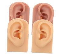 FOMIYES 2 Pairs Soft Silicone Lifelike Ear Model for Piercing Practice Flexible Human Simulation Display Left Right Lightweight Portable Realistic Ear for Jewelry Display and Acupuncture
