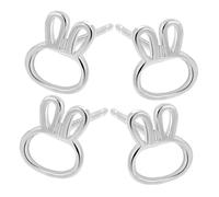 FOMIYES 2 Pairs Tiny Rabbit Studs Silver Earrings Durable Zinc Alloy Cute Bunny Motif Minimalist Animal Jewelry for Women Accessories