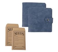 FOMIYES 2 Pcs 5-Inch Seed Storage Binder with 2 Rings Blue PU Leather Plant Seed Organizer Album Large Capacity with 100 Sealing Envelopes Storage and Organization