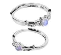 FOMIYES 2 Pcs Adjustable Angel Demon Couple Rings for Women Vintage Simulated Opal Design Matching Fashion Jewelry Elegant Minimalist Style for Couples