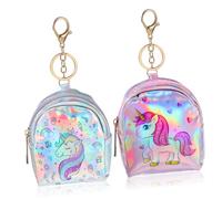 FOMIYES 2 Pcs Mini PU Leather Coin Purses with Keychain Unicorn and Heart Design Zippered Small Wallets for Women Cute Change Pouch for Cards Coins and Daily Essentials