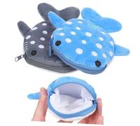 FOMIYES 2 Pcs Plush Shark Coin Purse Soft Zipper Wallets for Women Boys Small Wallets for Coins Keys Cute Blue Grey Pouches Portable Money Pouch for Everyday Use