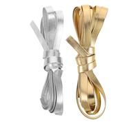 FOMIYES 2 Pieces 8mm Pu Leather Strips for Jewelry and Bag Edging, 2m Each Gold and Silver Artificial Leather Cord for Necklace Making and Craft Projects