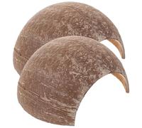 FOMIYES 2 Pieces Coconut Shell Reptile Hideout Cave for Small Pets Indoor Shelter Lizard Turtle Basking Platform Reptile Tank Decor