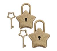 FOMIYES 2 Sets Five-Pointed Star Shaped Padlocks with Keys, Zinc Alloy Mini Locks for DIY Starshaped Lock Project, Suitable for Diaries and Handbags, Prevents Accidental Opening