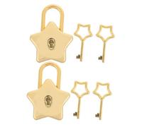 FOMIYES 2 Sets Golden Star Padlock for DIY Diary Notebook Tiny Five Pointed Decorative Lock with Key Stylish Accessory for Personal Journal Storage Box Handbag and Luggage