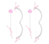 FOMIYES 2 Sets Mini Cupid Bow and Arrow Valentine’s Day Costume Accessories, Silver Pink Arch Bow, Cupid Cosplay Props for Party, Wedding, and Valentine's Dress-up