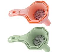 FOMIYES 2 Sets Multi-function Reusable Kitchen Funnels Set with Strainer, Food Grade Pp Material, Wide Mouth Design for Filling Bottles and Oil, Home Accessory for Water and Soy Sauce