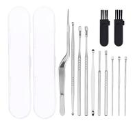FOMIYES 2 Sets Stainless Steel Ear Cleaner Spoon Double-Headed Spiral Earwax Removing Tool Safe Ear Care Cleaning Kit for Adults Portable
