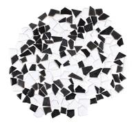 FOMIYES 200g Ceramic Mosaic Tiles Pieces Irregular Crystal Mosaic Colorful Stained Decorative Glass Pieces for DIY Crafts Plates Picture Frames Flowerpots Jewelry Making Black White
