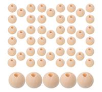 FOMIYES 200pcs 14mm Natural Wood Beads with 4mm Hole - Round Craft Supplies for Macrame, Jewelry Making, DIY Decorations, School Projects, and Spacer Beads