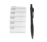 FOMIYES 200Pcs Writable Iron-On Washable Clothing Name Labels with Pen, Fabric Apparel Tags for School, Nursery, and Personal Use