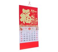 FOMIYES 2026 Chinese Hanging Calendar Flip Schedule Planner with Foil Fu Character Pendant Paper Wall Calendar Sturdy Sturdy Hanging Rope Elegant Retro Design for Home Decoration Lunar New