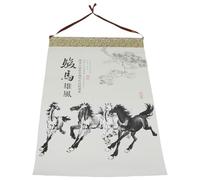 FOMIYES 2026 Year of the Horse Wall Calendar Chinese Calligraphy Scroll with 24 Solar Terms Traditional Feng Shui Art Home Office Hanging Calendar