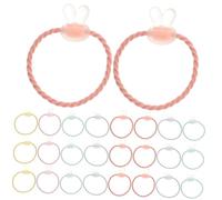 FOMIYES 20pcs Macaron Color Elastic Hair Ties for Clear Semi Transparent Frosted Hair Bands with Bunny Charm Soft Stretchy Ponytail Holders