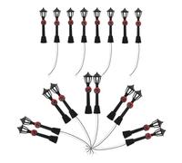 FOMIYES 20pcs Miniature Street Lamp Model with LED Light and Wiring 8cm Black Simulation Lamps for Dollhouse and Micro Landscape Decoration for Home and DIY Scenery