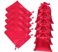 FOMIYES 20Pcs Satin Drawstring Gift Bags Small Jewelry Pouches for Christmas Party Favor Multi Functional Candy Storage Pouches Wine Red