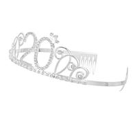 FOMIYES 20th Birthday Rhinestone Crown Silver Tiara, Women’s Birthday Party Hair Accessory, Elegant Number 20 Celebration Headpiece
