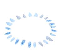 FOMIYES 24 pcs Blue Nails with Rhinestone Decor False Nails for Women DIY for Weddings Parties Daily Wear Unique Floral Pattern Gift