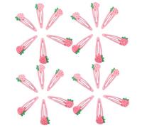 FOMIYES 24pcs Cute Strawberry Snap Hair Clips for Women Lightweight No Trace Metal Barrettes for Thin Hair Versatile Side Bangs Styling Accessories in Pink Shades Daily Party Use