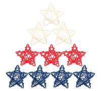 FOMIYES 24pcs Patriotic Rattan Star Hanging Ornaments 6cm Five-pointed Stars Mixed Red White Blue for 4th of July DIY Home Decor and Vase Filler
