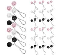 FOMIYES 24Pcs Pearl Ball Hijab Pins Set, U-Shaped Safety Brooch Clips for Muslim Headscarf, Multi-Color Black White Purple Scarf Accessory Pins for Women