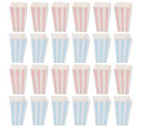 FOMIYES 24pcs Popcorn Containers Paper Snack Buckets with Pink and Blue Stripes, Portable Carnival Party Popcorn Boxes for Movie Night and Event Catering