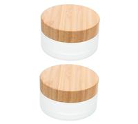 FOMIYES 2pcs 100ml Glass Cosmetic Jars Bamboo Lid Small Skincare Cream Containers for Travel Makeup Storage Bottles