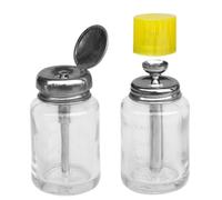 FOMIYES 2Pcs 100Ml Press Pump Glass Bottles for Nail Polish Remover, Corrosion-Resistant Empty Liquid Dispensers, Portable Manicure Travel Bottles for Cleaning Solutions