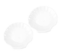 FOMIYES 2pcs 6-inch Ceramic Shell Shape Tea Cup Saucer Set White Porcelain Serving Plates Multifunctional Dinner Accessory for Steak Pizza Salad Dessert