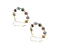 FOMIYES 2pcs Adjustable Colorful Rhinestone Bracelet for Women Chic Bling Bangle with Durable Shine Comfortable Fit Wrist Jewelry for Casual and Formal Occasions