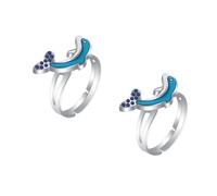 FOMIYES 2pcs Adjustable Dolphin Mood Ring for Men Temperature Sensitive Color Changing Alloy Finger Ring Lightweight Durable Open Band Jewelry for Emotion Display and Festival Wear