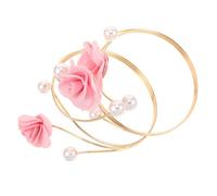 FOMIYES 2pcs Adjustable Open Metal Arm Cuff Bracelet with Pearl Flower Curtain Buckle Unique Bracelets for Women Flexible Fit for Casual and Formal Wear