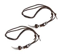 FOMIYES 2pcs Adjustable Tribal Wolf Pendant Leather Necklace for Men Women Vintage Viking Style Cool Wolf Amulet Cord Jewelry for Couples Friends Daily Travel