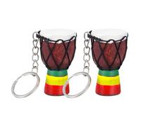 FOMIYES 2pcs African Drum Keyring Pendant Set, Musical Instrument Key Chains Deep Color, Unique Key Chain Decoration for Travel Souvenirs and Home Accessories
