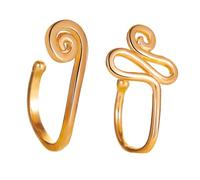 FOMIYES 2Pcs Alloy Nose Rings Snail Snake Shape U Shaped Fake Piercing Hoops High Polish Shiny Metal Nose Jewelry for Women Party Daily Wear Comfortable Non Rusting Design