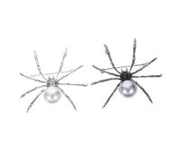FOMIYES 2pcs Alloy Spider Brooch Pin Pearls for Women Girls Halloween Party Fashion Accessories