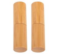 FOMIYES 2pcs Bamboo Lipstick Tubes 5g Refillable Portable Lip Balm Containers DIY Bamboo Lip Gloss Tube with Gold and Silver Caps for Travel and Makeup Storage