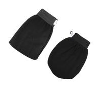 FOMIYES 2pcs Black Exfoliating Shower Gloves Rough Angular and Smooth Rounded Edges, Body Scrubber Bath Mitts for Deep Dead Skin Removal and Spa Cleansing at Home
