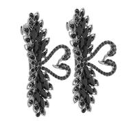 FOMIYES 2Pcs Black Swan Crystal Rhinestone Hair Clips Vintage Metal Barrettes with Spring Holders for Women Elegant Ponytail Side Bangs Accessories
