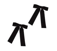 FOMIYES 2Pcs Black Velvet Hair Bow Clips with Long Ribbon Tail Back Hair Bowknot Barrette Hairpin for Women