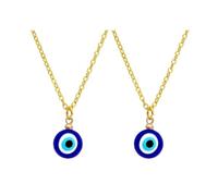 FOMIYES 2pcs Blue Eye Devil Eyes Pendant 1 Gold Plated 20mm Fashion Neck Chain Jewelry for Men and Women, Creative Protective Charm for Daily Wear