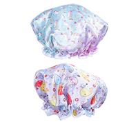 FOMIYES 2pcs Boys and Girls Bath Caps Satin Pe Material Waterproof Shower Hats for Girls Long Hair Multifunctional Sleep Caps for Travel