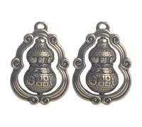 FOMIYES 2pcs Brass Key Chain Pendant Gourd Style with Fine Workmanship, Golden Colour, Creative Hanging Decor to Bring Good Fortune for Living Room Or Family Home